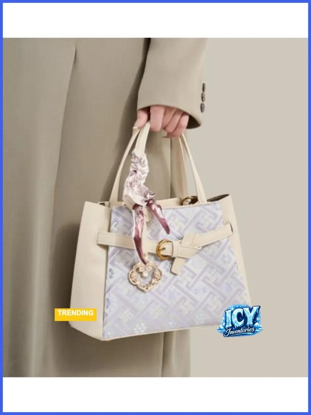 Vintage Leather Satchel Handbag with Embroidery Zipper Closure Tote Top-handle